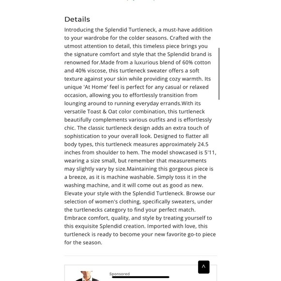 SPLENDID Ribbed Turtleneck Top Size XL Beige Color - Picture 3 of 12